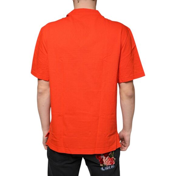 Dolce & Gabbana Orange Cotton Button Down Casual Polo Men's Shirt